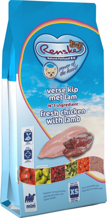 Renske Adult Mini Dog fresh chicken with lamb - świeży kurczak z jagnięciną - sucha karma dla psów małych ras (2 kg)