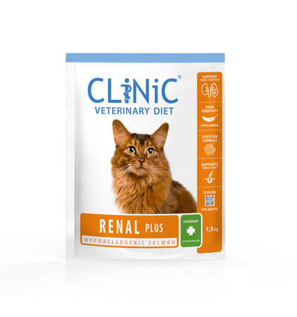 CLiNiC Veterinary Diet Cat Renal Plus Salmon 1,5 kg - sucha karma weterynaryjna dla kotów