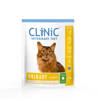 CLiNiC Veterinary Diet Cat Urinary + Stress Hypoallergenic Salmon 1,5kg - sucha karma weterynaryjna dla kotów