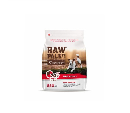 RAW PALEO ADULT MINI BEEF - sucha karma z wołowiną dla psów dorosłych ras małych 280g