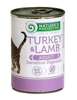 NATURES PROTECTION KOT PUSZKA 400g  TURKEY&LAMB SENSITIVE DIGESTION