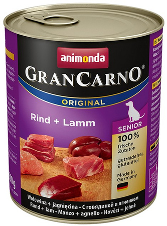 Animonda GranCarno Original Senior Rind Lamm  Wołowina + Jagnięcina puszka 800g