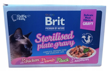 BRIT PREMIUM CAT Sterilised Family Plate Box Gravy saszetki w sosie 12x 85g