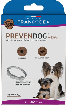 FRANCODEX PL Obroża biobójcza PREVENDOG 35 cm dla bardzo małych psów do 5 kg - 1 szt.