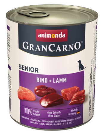 Animonda GranCarno Original Senior Rind Lamm  Wołowina + Jagnięcina puszka 800g